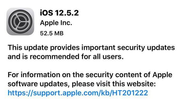 贵阳苹果手机维修分享iOS12.5.2发布，建议所有老苹果用户安装 